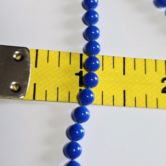Oops A Daisy Bright Blue Beaded Necklace 18" Spring Ring Clasp - Picture 7 of 12
